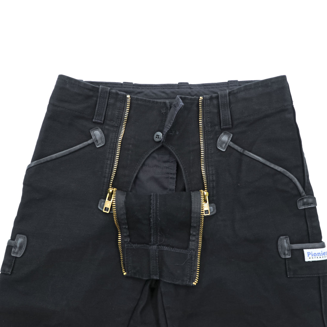 Pionier WORKWEAR ユーロワーク ダブルニー ワークパンツ L ブラック モールスキン