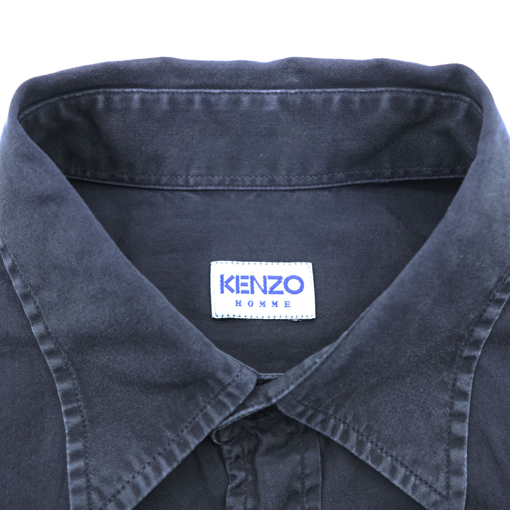 KENZO 90s Vintage Long Sleeve Shirt L Black Cotton Chest Pocket