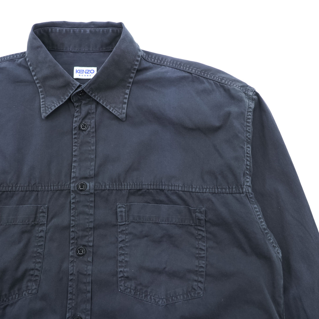 KENZO 90s Vintage Long Sleeve Shirt L Black Cotton Chest Pocket