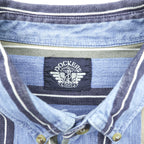 DOCKERS (Levi Strauss) 90s Button Denim Shirt, Size L, Blue, Striped