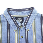 DOCKERS (Levi Strauss) 90s Button Denim Shirt, Size L, Blue, Striped