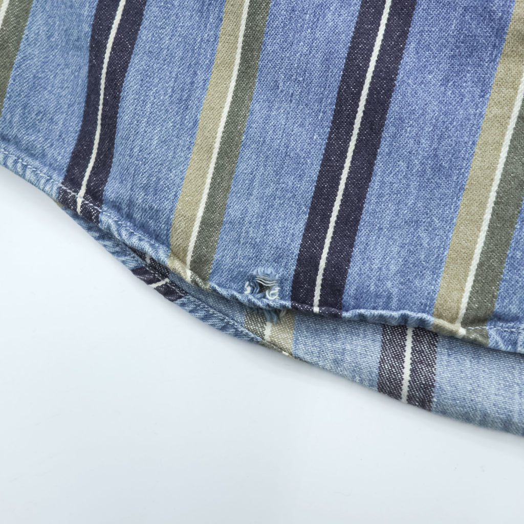 DOCKERS (Levi Strauss) 90s Button Denim Shirt, Size L, Blue, Striped
