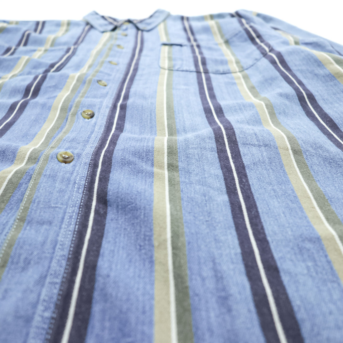 DOCKERS (Levi Strauss) 90s Button Denim Shirt, Size L, Blue, Striped