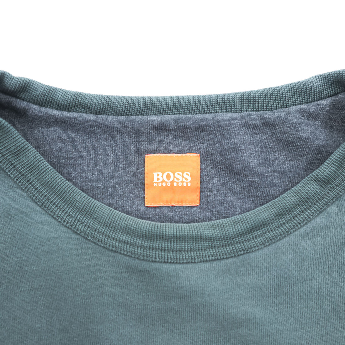 HUGO BOSS Crew Neck Sweatshirt L Green Cotton Embroidered Logo