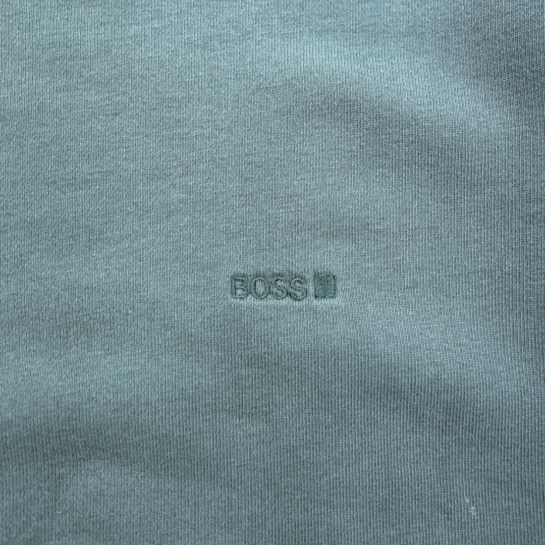 HUGO BOSS Crew Neck Sweatshirt L Green Cotton Embroidered Logo