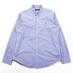Ralph Lauren Button Down Shirt L Blue Plaid Small Pony Embroidered Logo