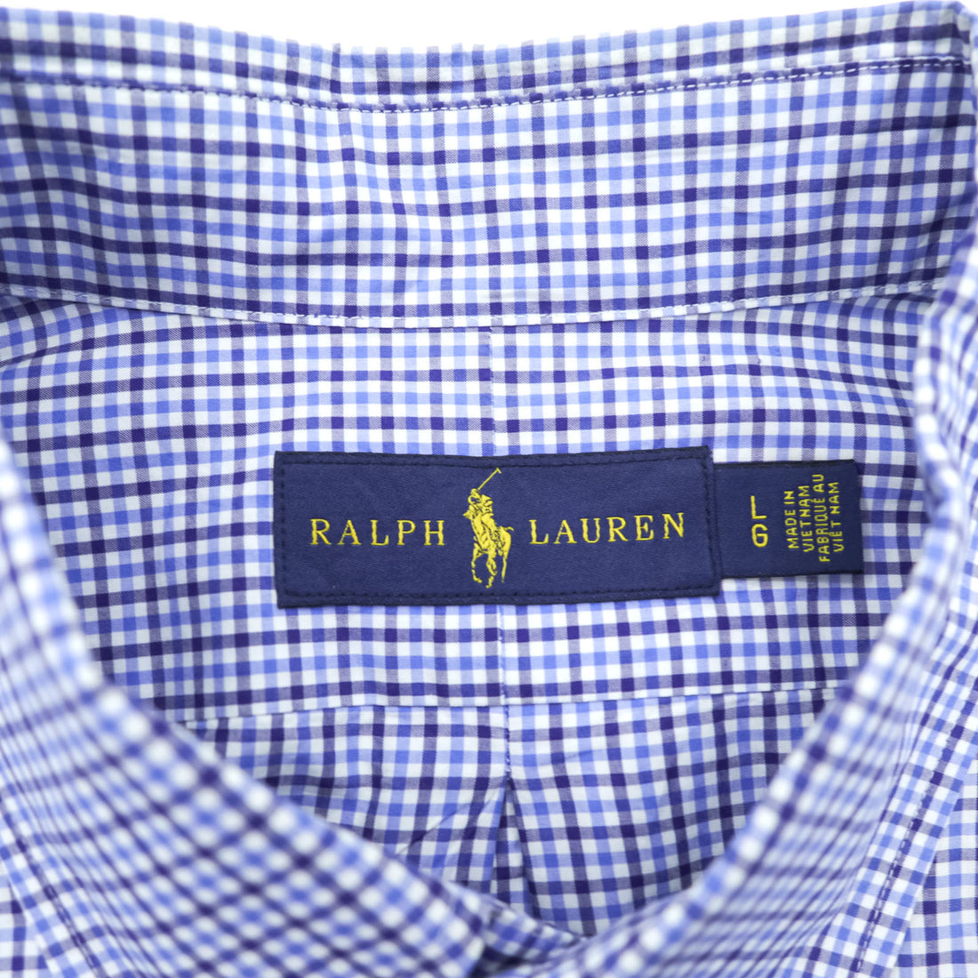 Ralph Lauren Button Down Shirt L Blue Plaid Small Pony Embroidered Logo