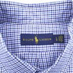 Ralph Lauren Button Down Shirt L Blue Plaid Small Pony Embroidered Logo