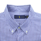 Ralph Lauren Button Down Shirt L Blue Plaid Small Pony Embroidered Logo