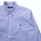 Ralph Lauren Button Down Shirt L Blue Plaid Small Pony Embroidered Logo