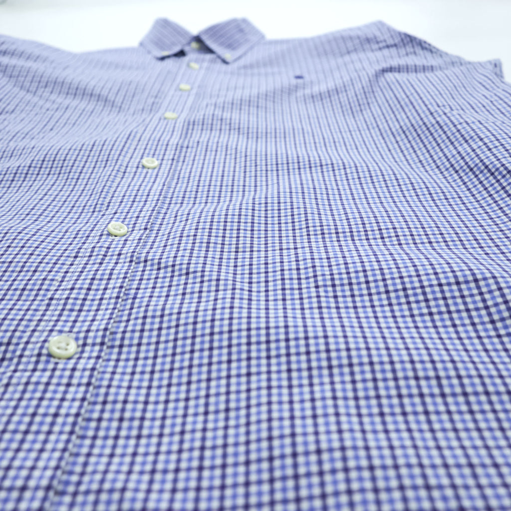 Ralph Lauren Button Down Shirt L Blue Plaid Small Pony Embroidered Logo