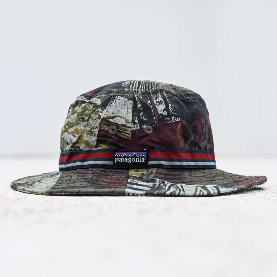 Patagonia ウェーブフェアラー バケットハット 総柄 グレー カーキ ナイロン KRC 28803SP13