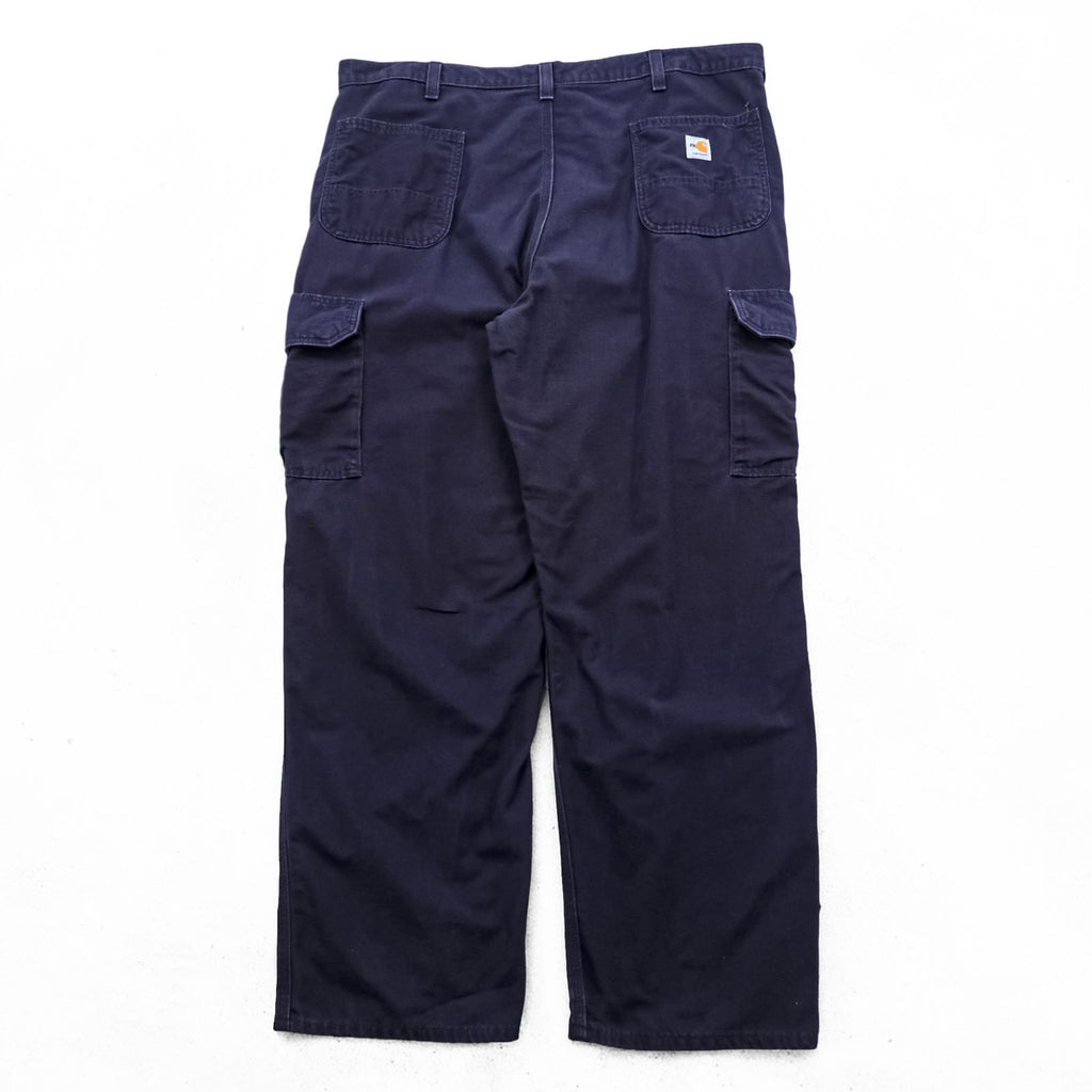 Carhartt Duck Cargo Work Pants XL Navy Cotton Flame Resistant FRB240-DNY