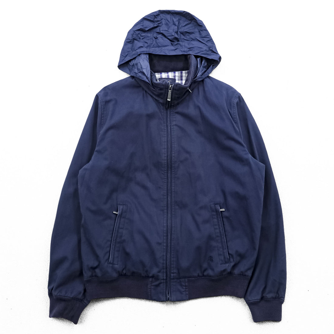 346 Brooks Brothers フード収納式 スウィングトップ ハリントンジャケット L ネイビー