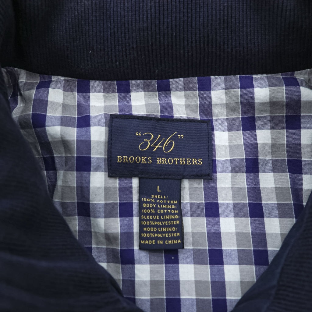 346 Brooks Brothers フード収納式 スウィングトップ ハリントンジャケット L ネイビー
