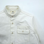 Snow Peak Made in Japan OKAYAMA OX WORK SHIRT Stand Collar Oxford Work Shirt M White Side Pockets SH-19SU203