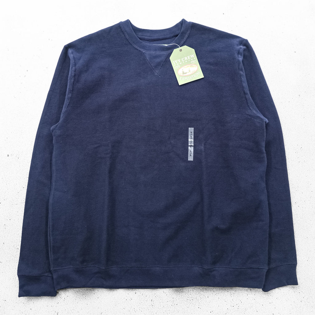 IVY CREW Pre-V Blank Sweatshirt Trainer L Navy Cotton Knit Unused