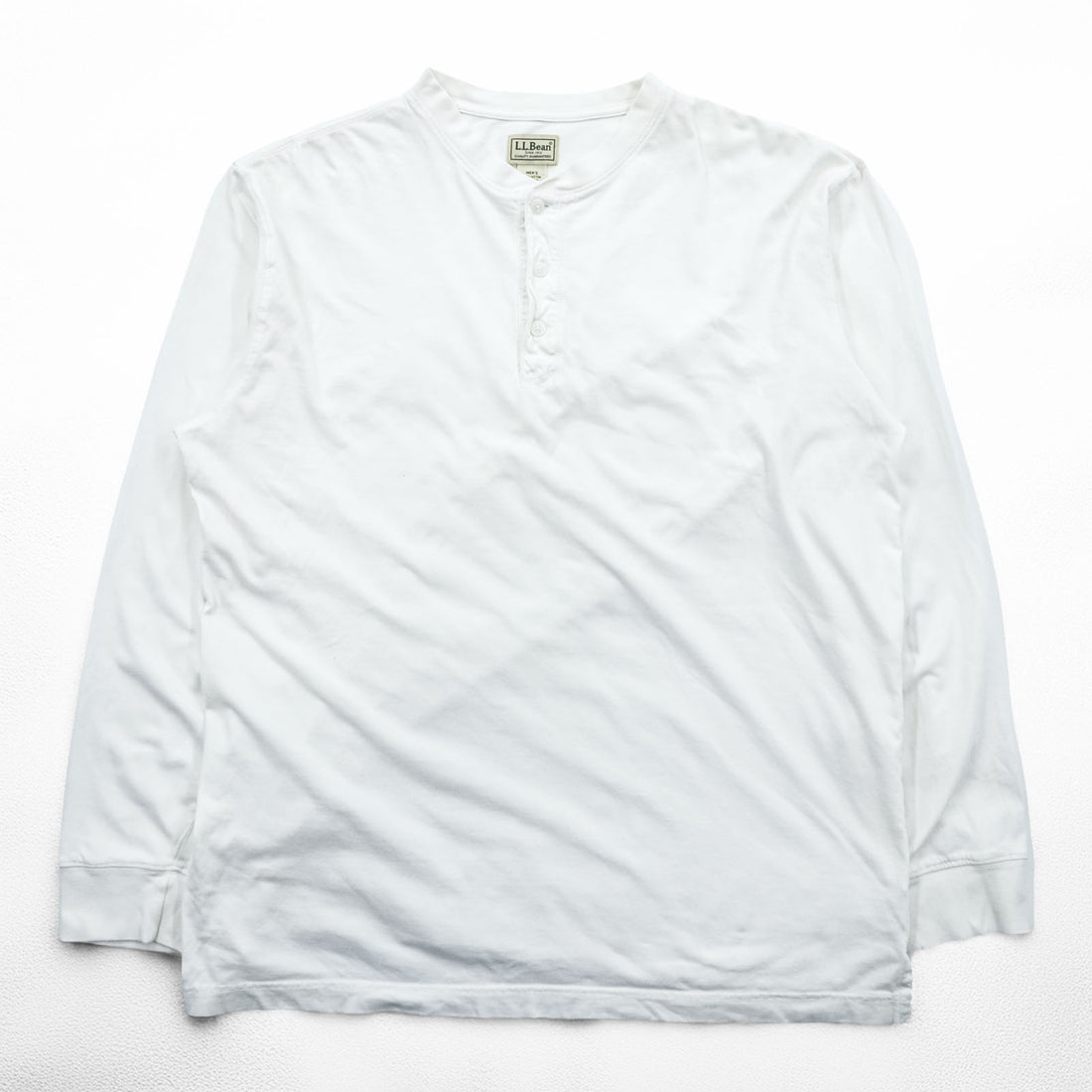 L.L.Bean ヘンリーネック 長袖 ロングスリーブ Tシャツ ロンT L ホワイト コットン AUB4
