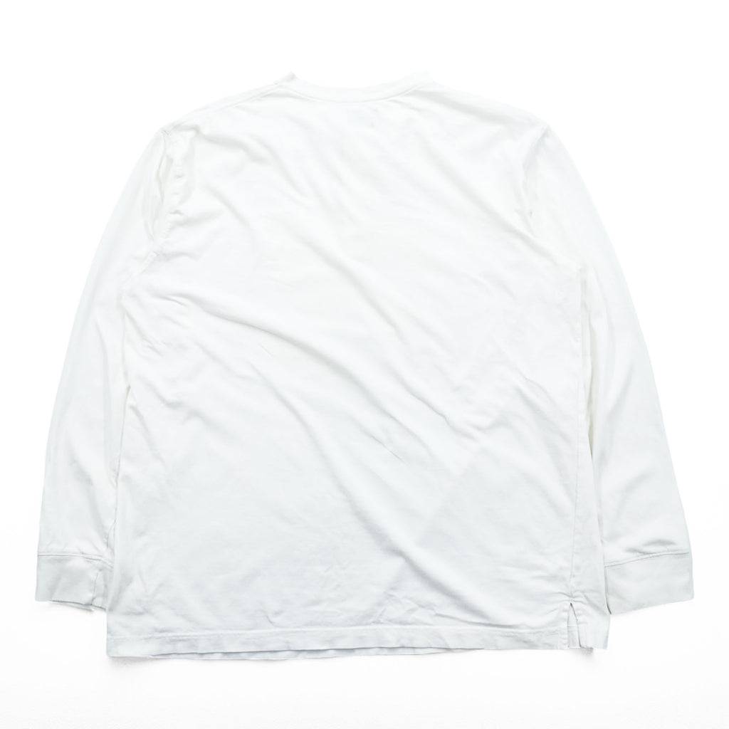 L.L.Bean ヘンリーネック 長袖 ロングスリーブ Tシャツ ロンT L ホワイト コットン AUB4