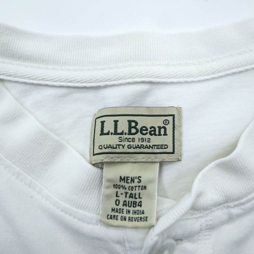 L.L.Bean ヘンリーネック 長袖 ロングスリーブ Tシャツ ロンT L ホワイト コットン AUB4