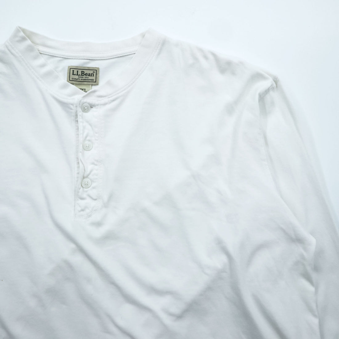 L.L.Bean ヘンリーネック 長袖 ロングスリーブ Tシャツ ロンT L ホワイト コットン AUB4