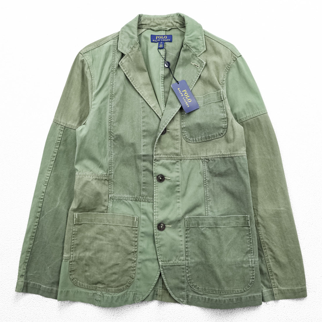 Polo Ralph Lauren パッチワーク スポーツコート テーラードジャケット ブレザー S カーキ ミリタリー 未使用品 MNPOOTW17I20001