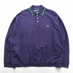 Eddie Bauer 90s Polo Sweatshirt L Navy One-point Logo EBTEK Collared
