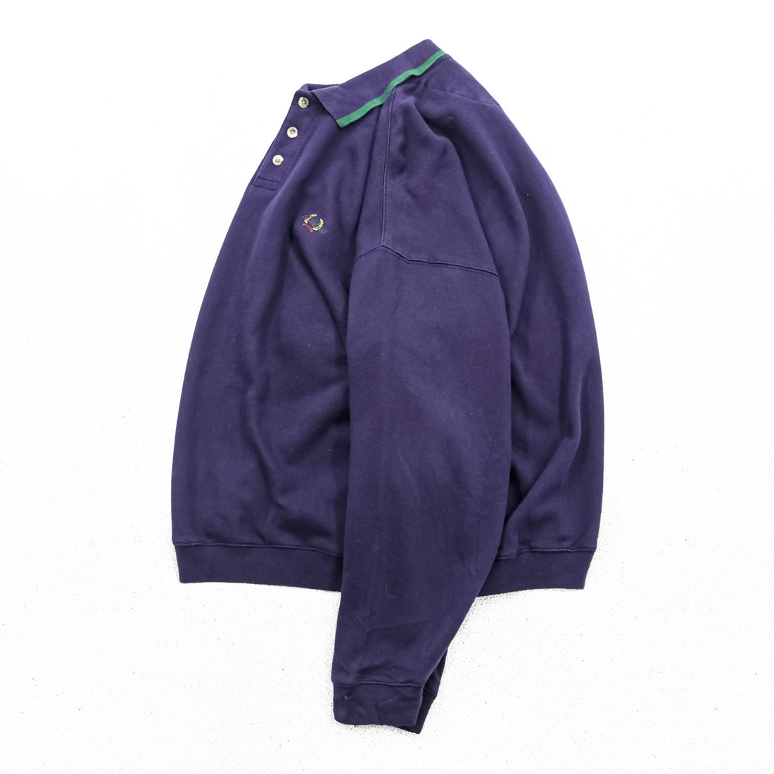 Eddie Bauer 90s Polo Sweatshirt L Navy One-point Logo EBTEK Collared