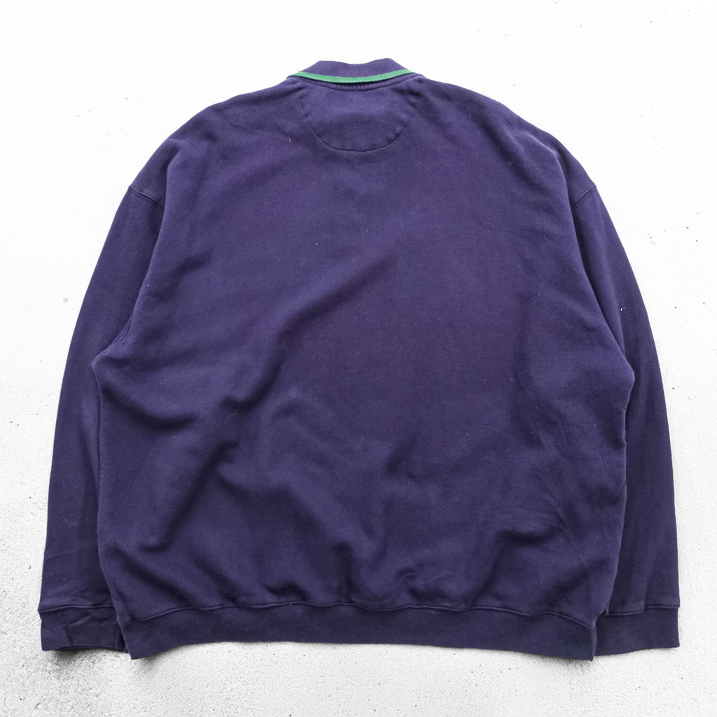 Eddie Bauer 90s Polo Sweatshirt L Navy One-point Logo EBTEK Collared
