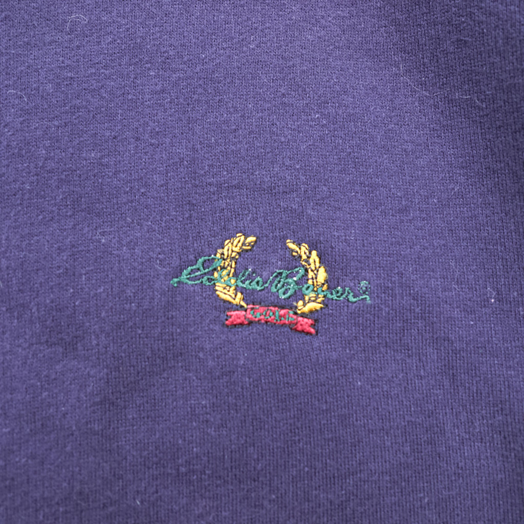 Eddie Bauer 90s Polo Sweatshirt L Navy One-point Logo EBTEK Collared