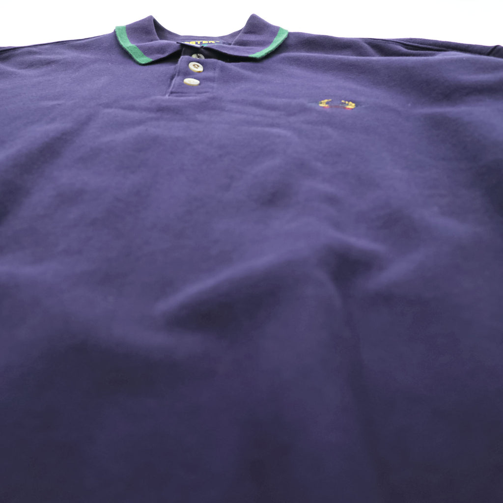 Eddie Bauer 90s Polo Sweatshirt L Navy One-point Logo EBTEK Collared