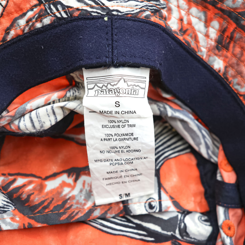 Patagonia Wavefarer Bucket Hat Patterned Orange Navy Nylon 29155SP16