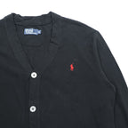 Polo Ralph Lauren 90年代 鹿の子 ニット カーディガン 2XL ブラック スモールポニー刺繍