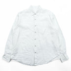 Tasso Elba Linen Long Sleeve Shirt, Size L, White, Chest Pocket, 100% Linen