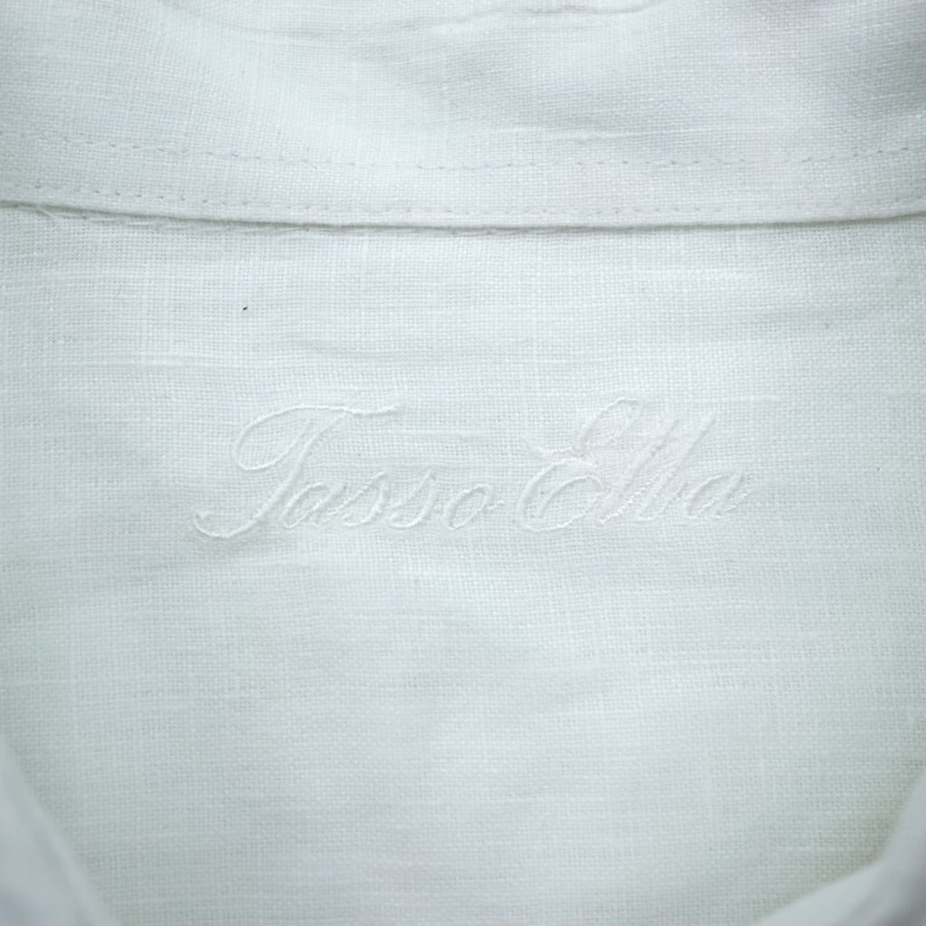 Tasso Elba Linen Long Sleeve Shirt, Size L, White, Chest Pocket, 100% Linen