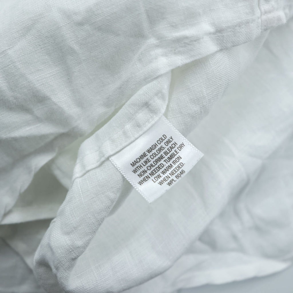 Tasso Elba Linen Long Sleeve Shirt, Size L, White, Chest Pocket, 100% Linen