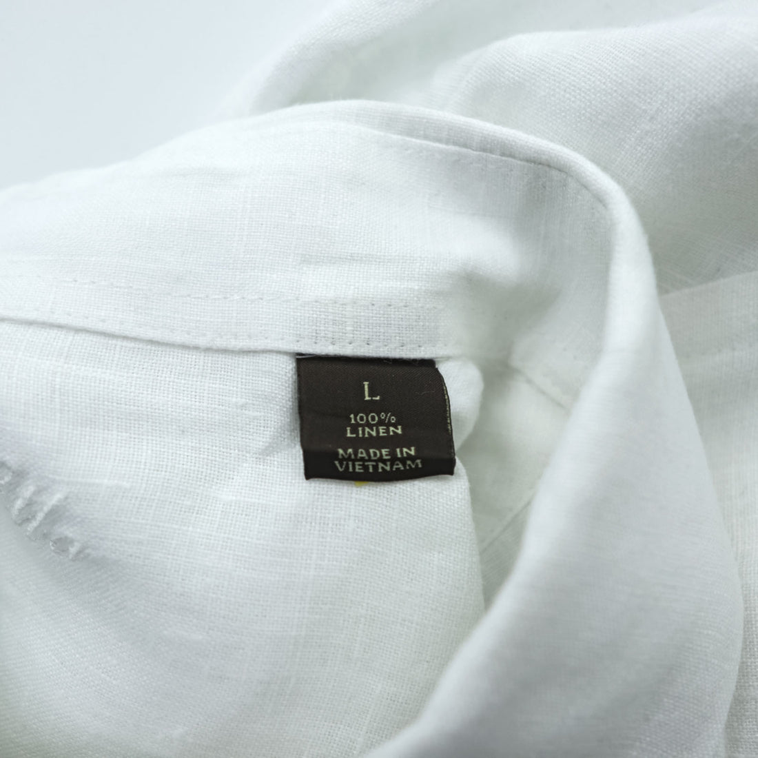 Tasso Elba Linen Long Sleeve Shirt, Size L, White, Chest Pocket, 100% Linen
