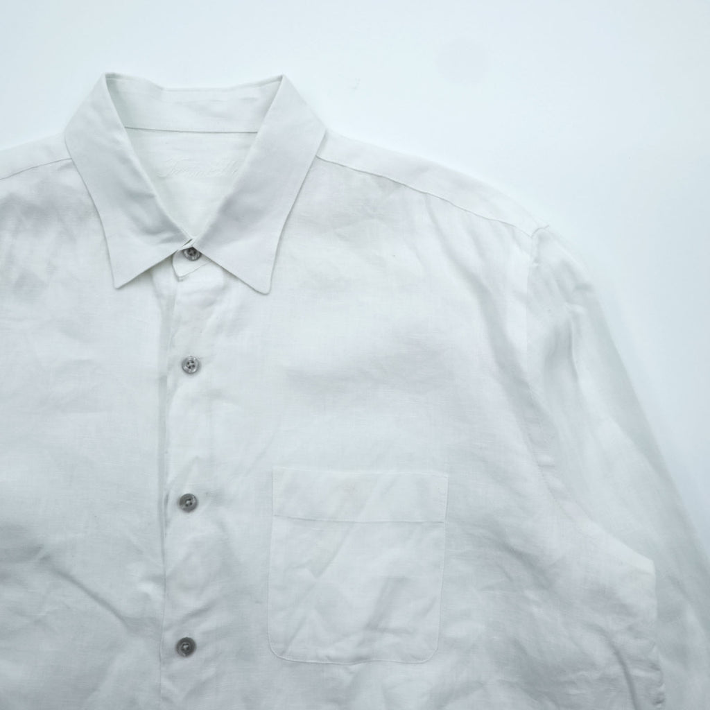 Tasso Elba Linen Long Sleeve Shirt, Size L, White, Chest Pocket, 100% Linen