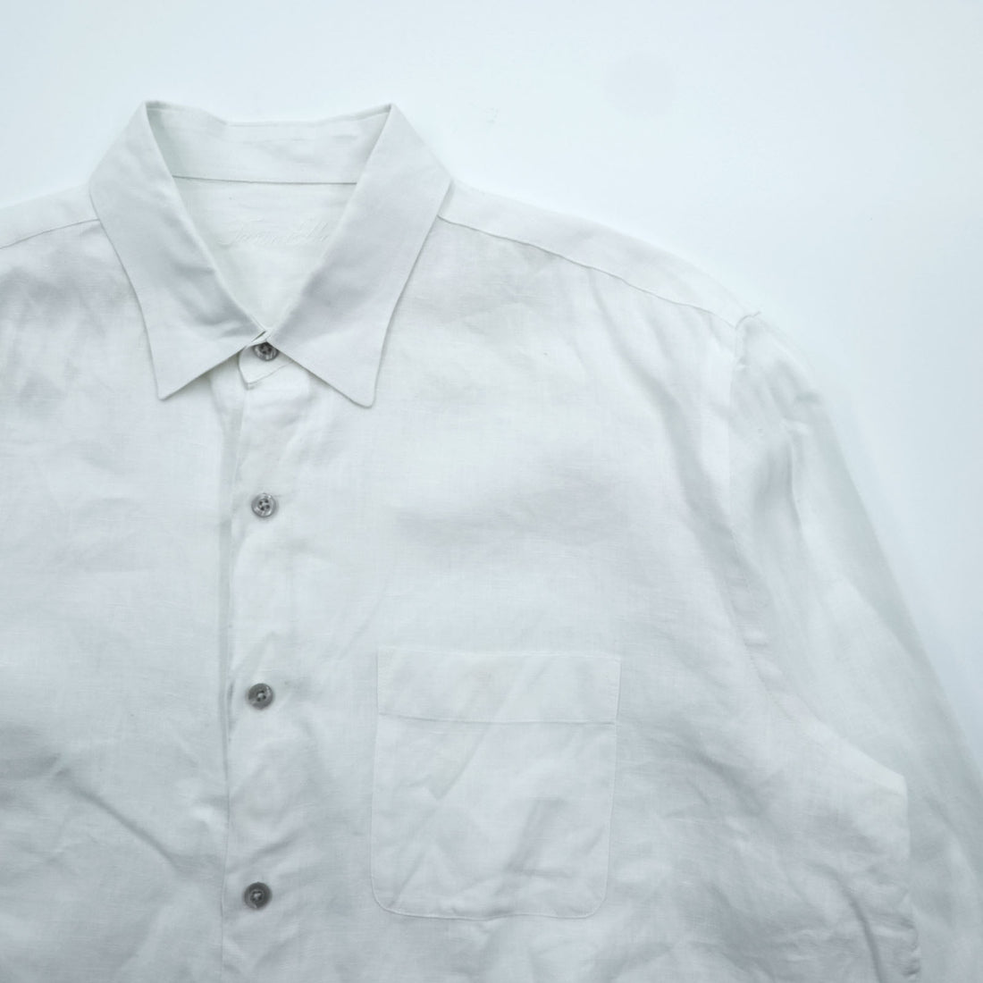 Tasso Elba Linen Long Sleeve Shirt, Size L, White, Chest Pocket, 100% Linen
