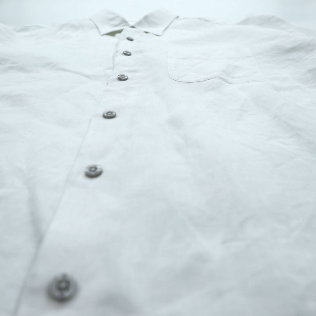 Tasso Elba Linen Long Sleeve Shirt, Size L, White, Chest Pocket, 100% Linen