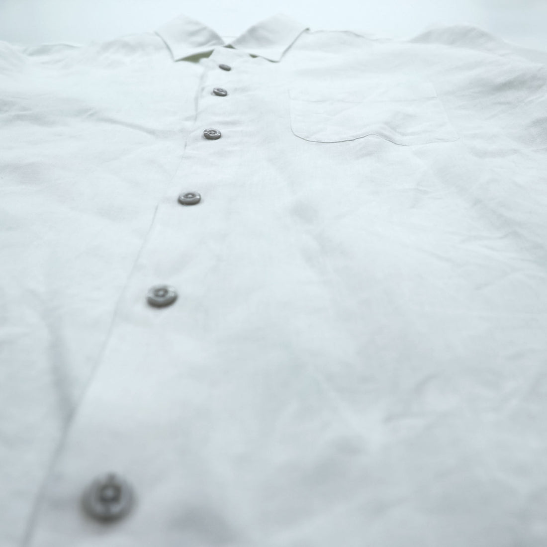 Tasso Elba Linen Long Sleeve Shirt, Size L, White, Chest Pocket, 100% Linen