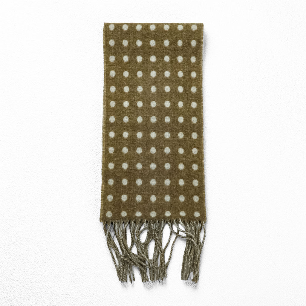 Glen Prince Made in UK Reversible Dot Fringe Lambswool Scarf Wool HRM取扱 Made in England