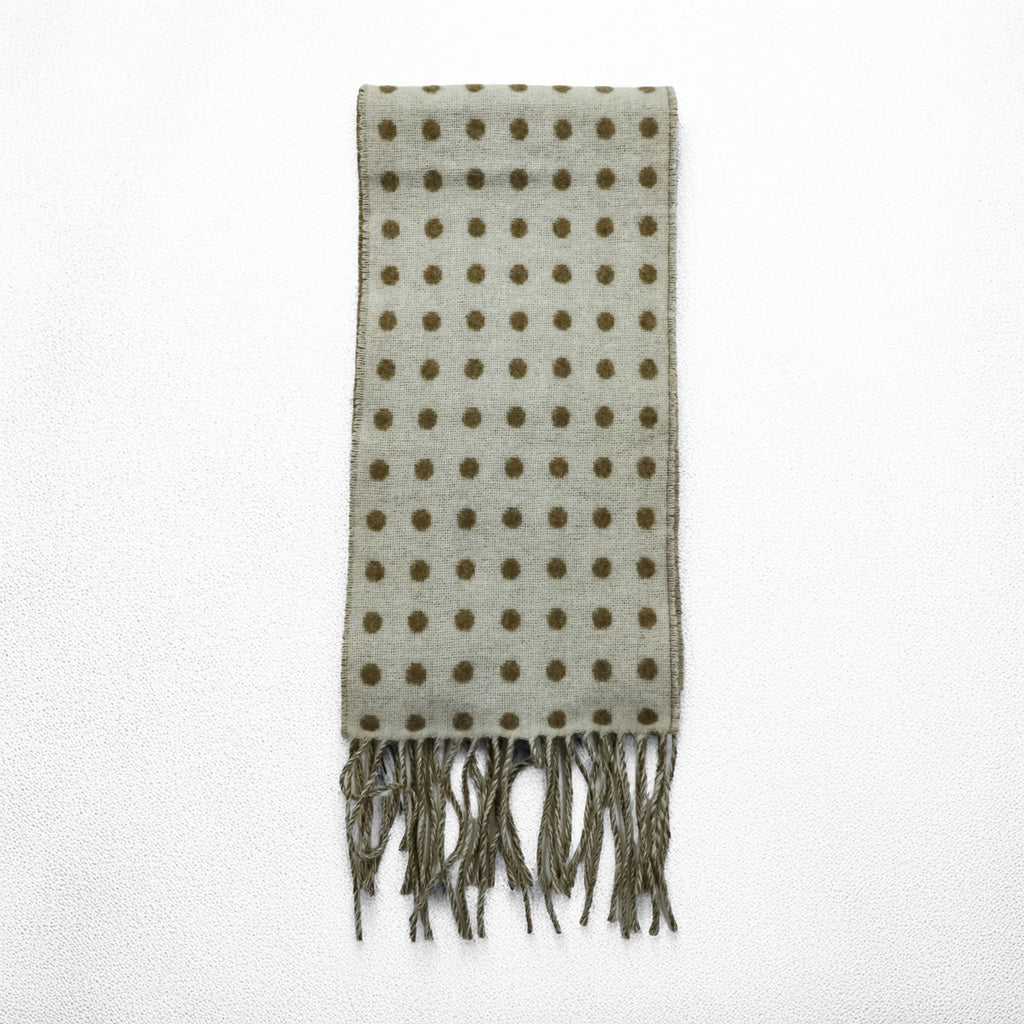 Glen Prince Made in UK Reversible Dot Fringe Lambswool Scarf Wool HRM取扱 Made in England