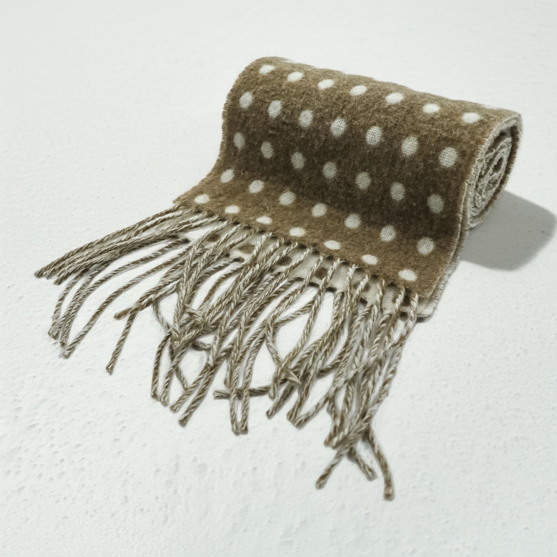 Glen Prince Made in UK Reversible Dot Fringe Lambswool Scarf Wool HRM取扱 Made in England