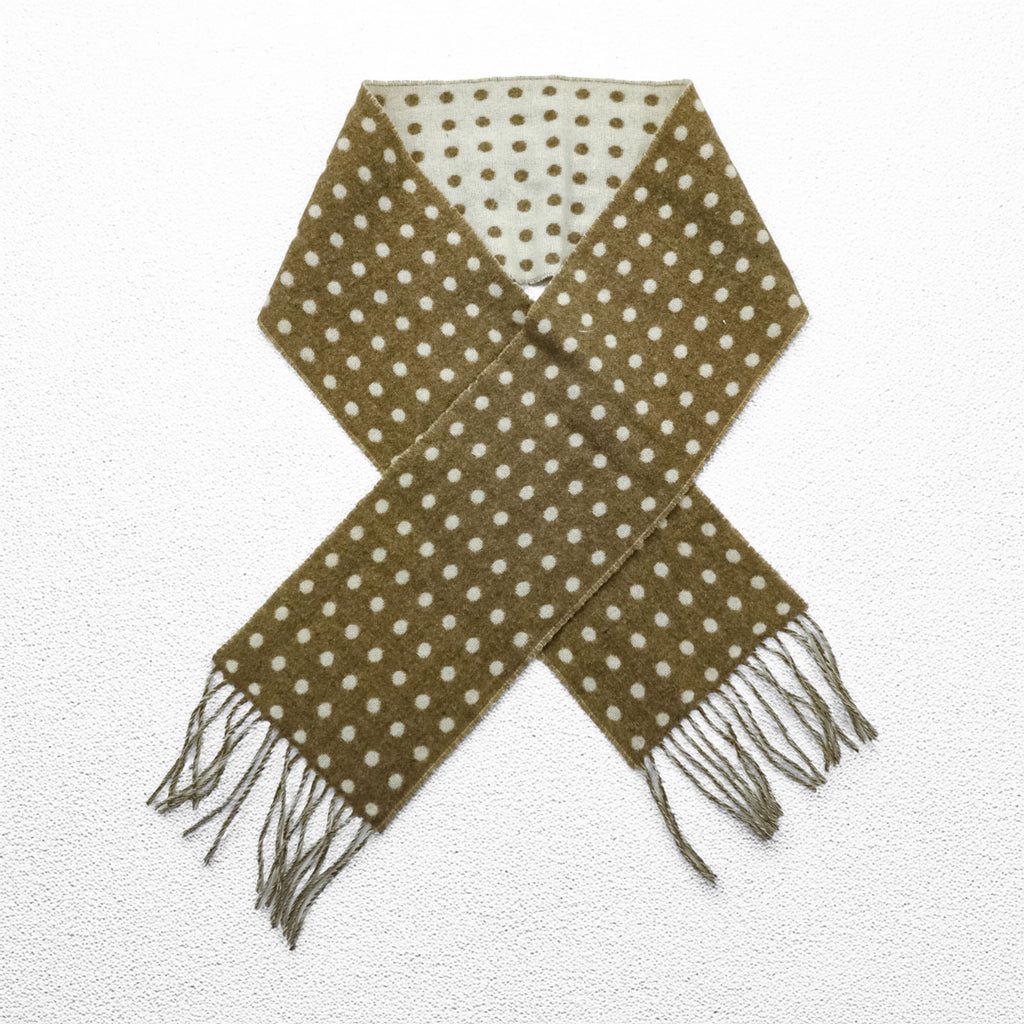 Glen Prince Made in UK Reversible Dot Fringe Lambswool Scarf Wool HRM取扱 Made in England