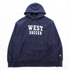 Champion Reverse Weave Hoodie WEST SOCCER Blue Tag Reissue Navy XL~