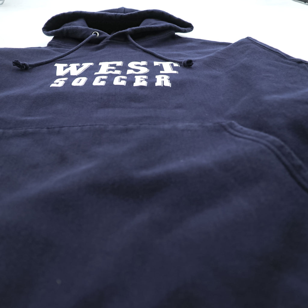 Champion Reverse Weave Hoodie WEST SOCCER Blue Tag Reissue Navy XL~