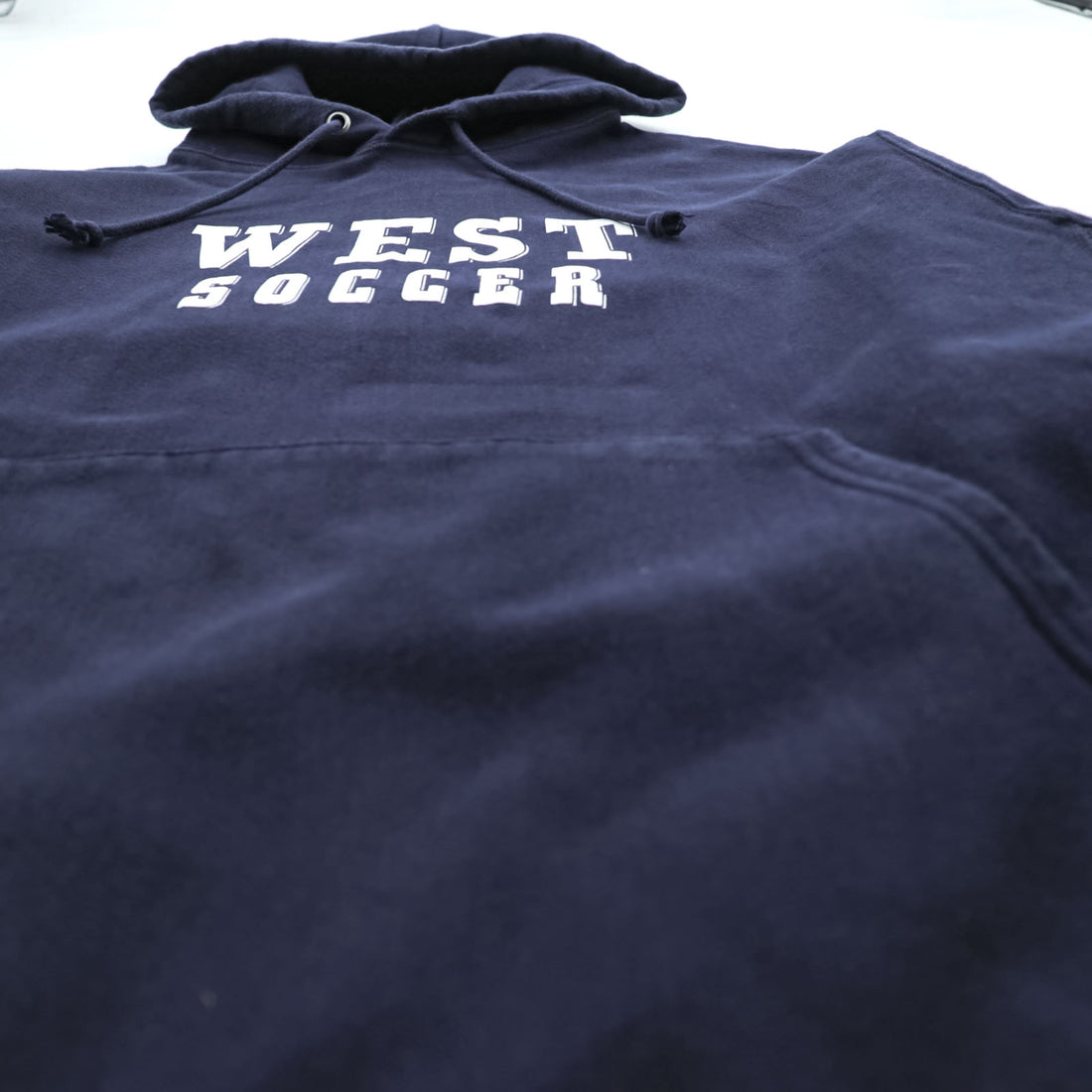 Champion Reverse Weave Hoodie WEST SOCCER Blue Tag Reissue Navy XL~