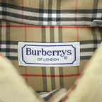 BURBERRY France-made corduroy button-down shirt, size M, beige, with a single logo, vintage style, checked finish.