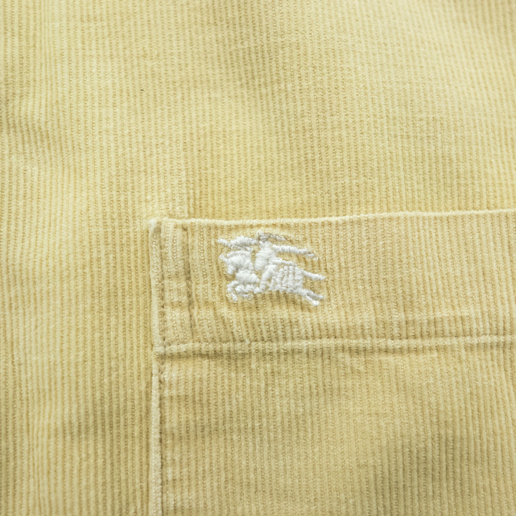 BURBERRY France-made corduroy button-down shirt, size M, beige, with a single logo, vintage style, checked finish.